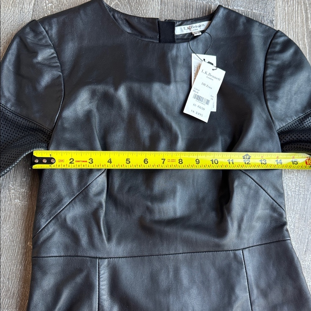 LK Bennett Black Leather Mini Dress AS0160 - Picture 6 of 9